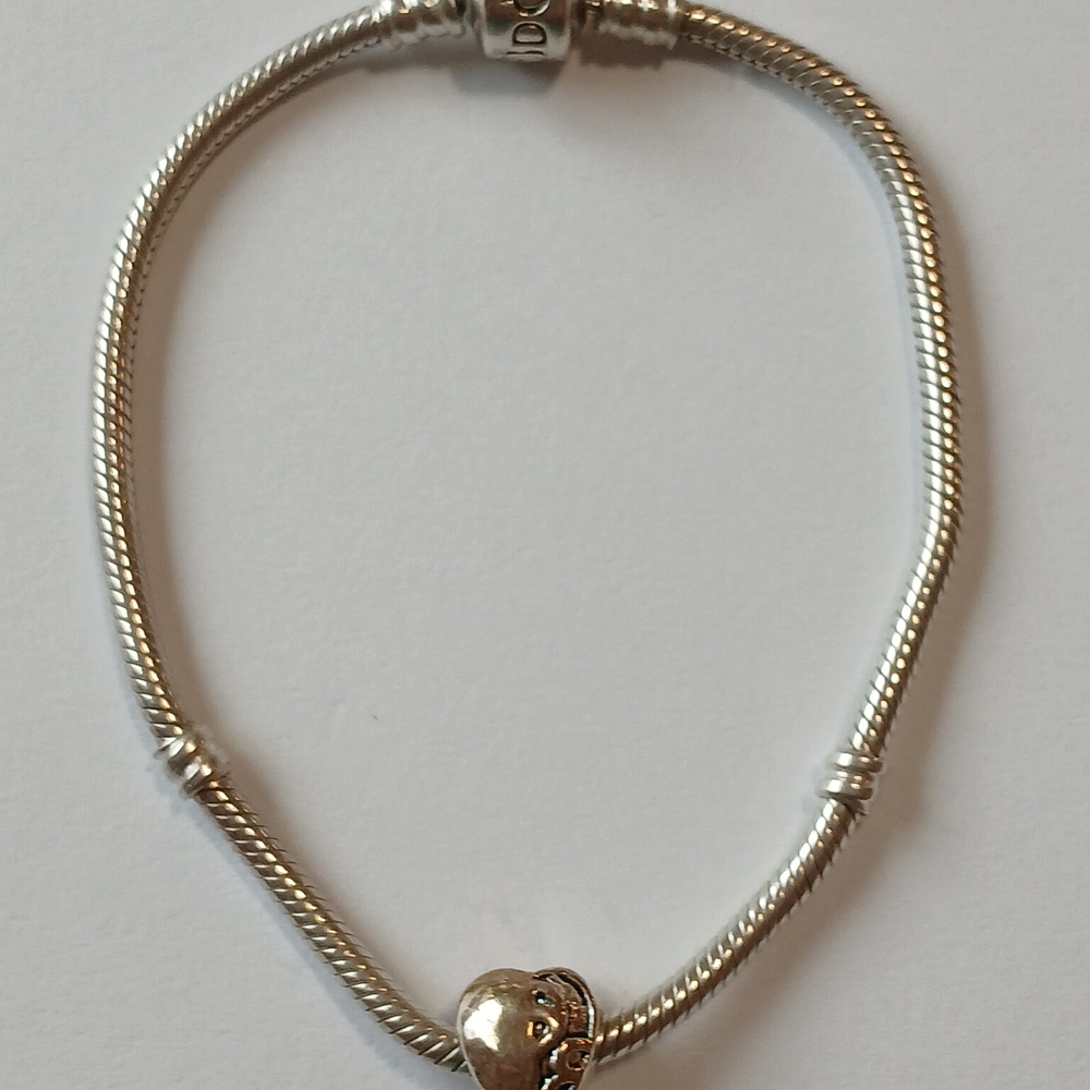 Vintage Pandora 925 Bracelet and Pandora 925 Hear Pendant